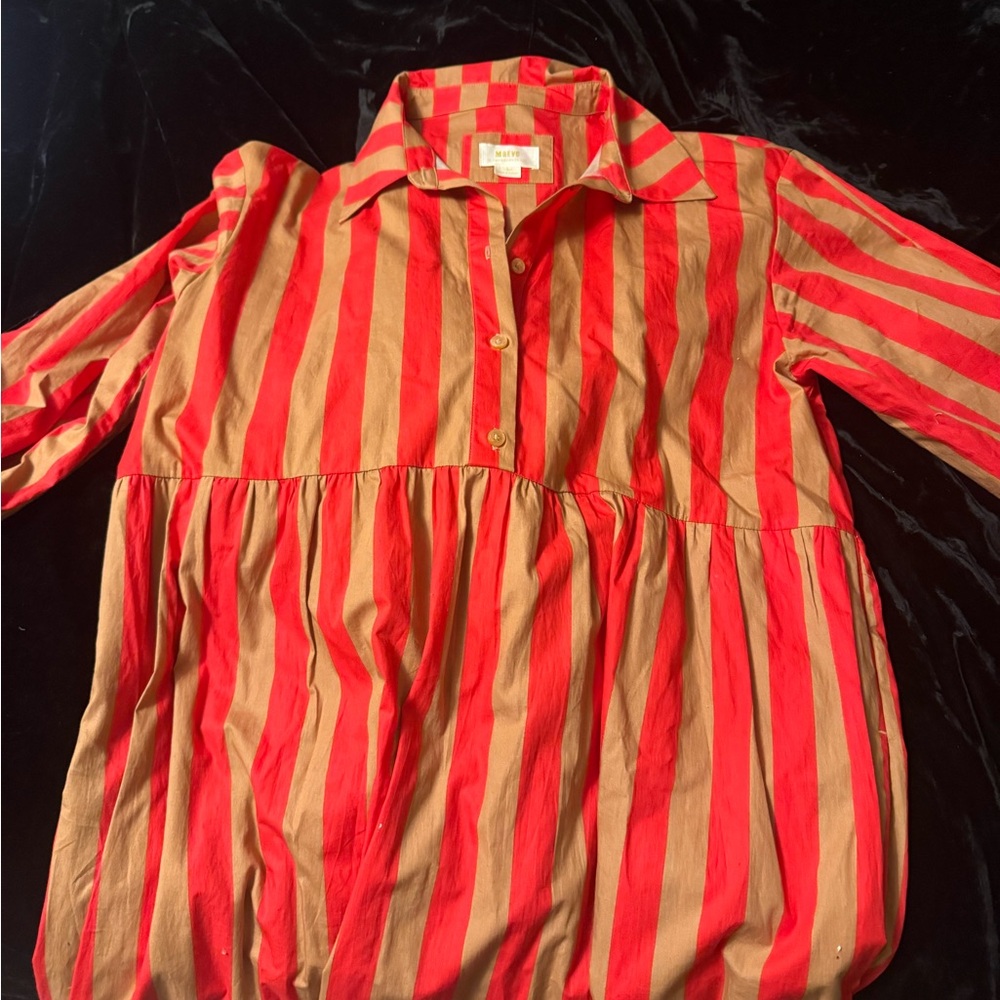 Maeve red and tan striped large dress maxi